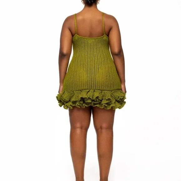 green emerald velvet dress MIYA KNIT CARDIGAN DRESS – Hanifa main image 1